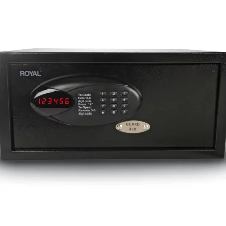 Caja fuerte electrónica Royal Consumer Guard420 en color negro con teclado digital y pernos de seguridad de acero.