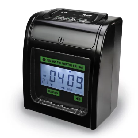 Reloj Checador Electrónico Royal TC100+ con Impresora Térmica y Pantalla LCD