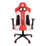 Silla gamer profesional BlackHorse BHGC420 roja, con cojines lumbar y cervical, mostrando su base de aluminio y diseño ergonómico.